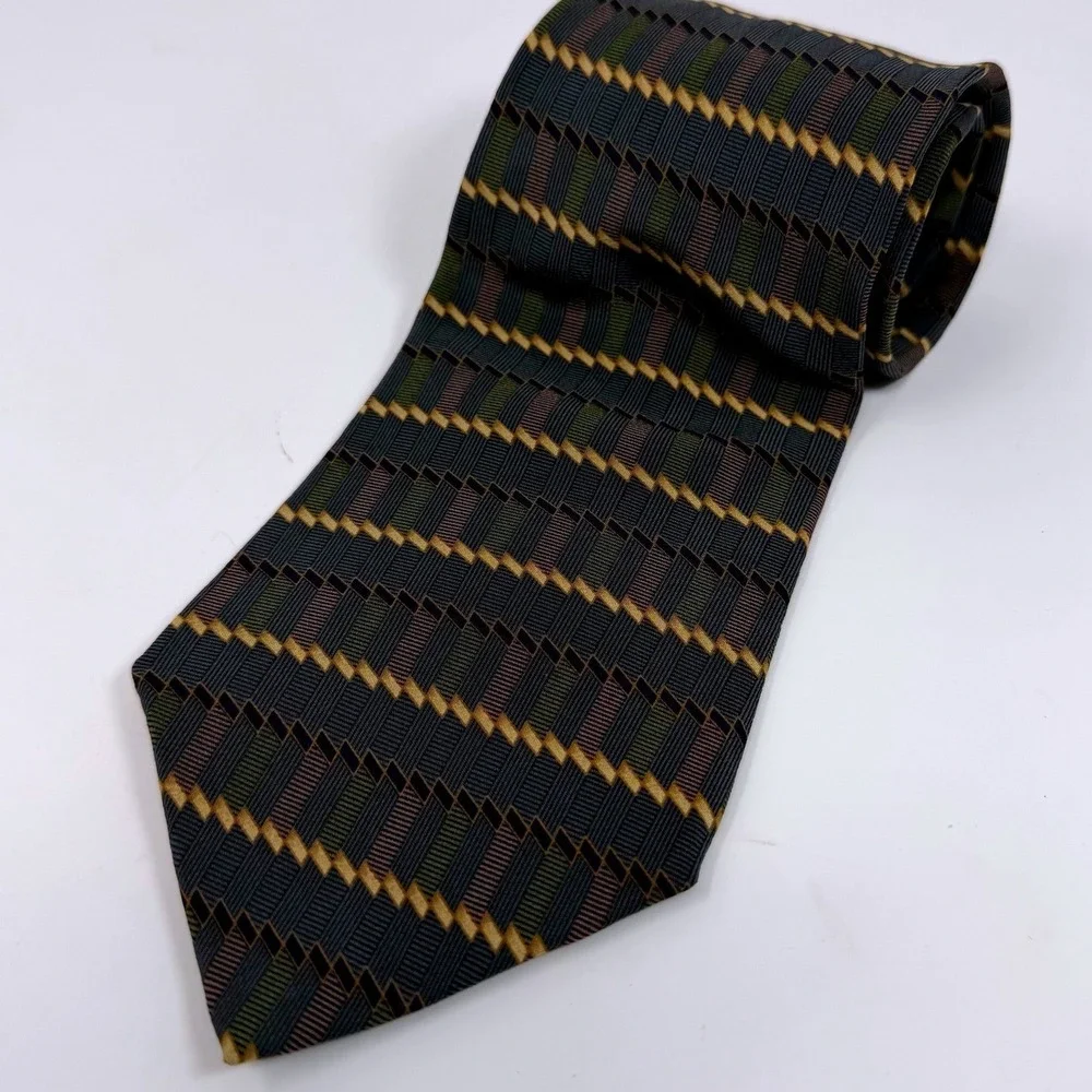 Bill Blass Black Label Silk Tie Geometric Pattern Men's Necktie‎